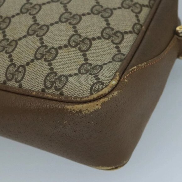 GUCCI GG Supreme Web Sherry Line Shoulder Bag PVC Beige Red Green Auth 111654 - Picture 5 of 16